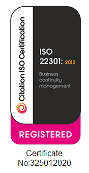 ISO 22301:2012 certified, business continuity management