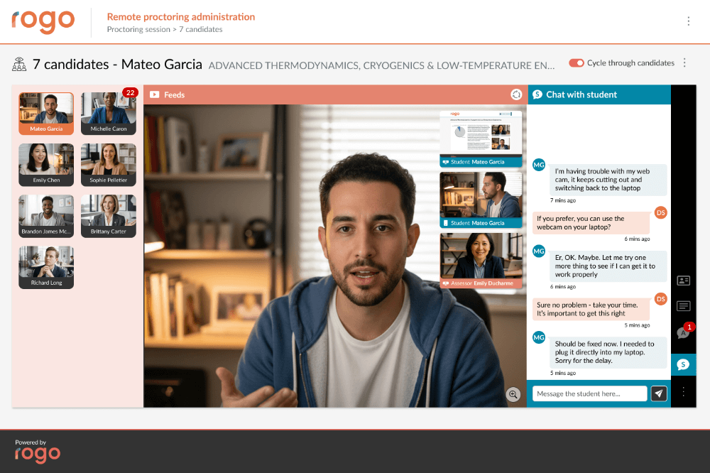 mock up of a new remote proctoring screen with multiple participants