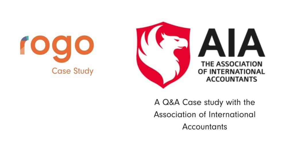 2 logos. The Rogo platform by Eintech, and the AIA (Association of International Accountants)